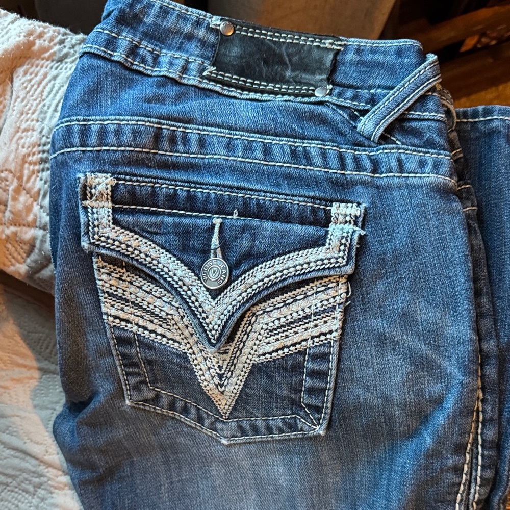 Vigoss Blue Boot Cut Jeans with Embroidered Pockets